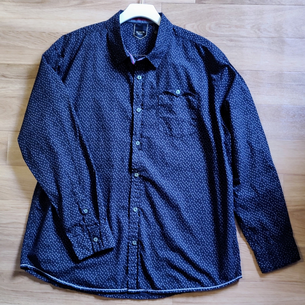 Six Lincoln New York Men'sNavy Patterned Shirt S 2X